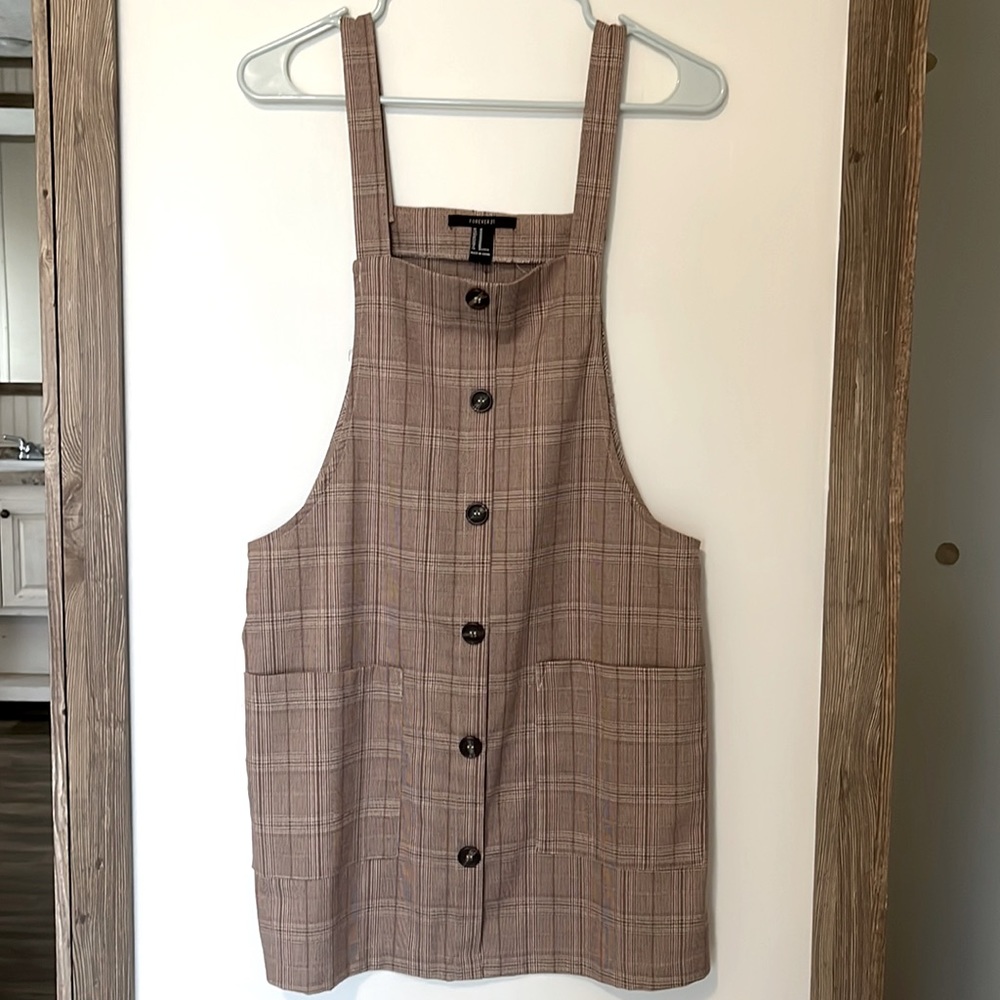 NWOT Plaid overall dress